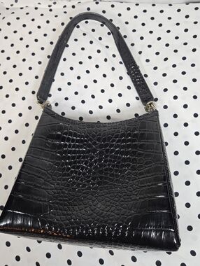 Liz Claiborne Black Croc-Embossed Shoulder Bag